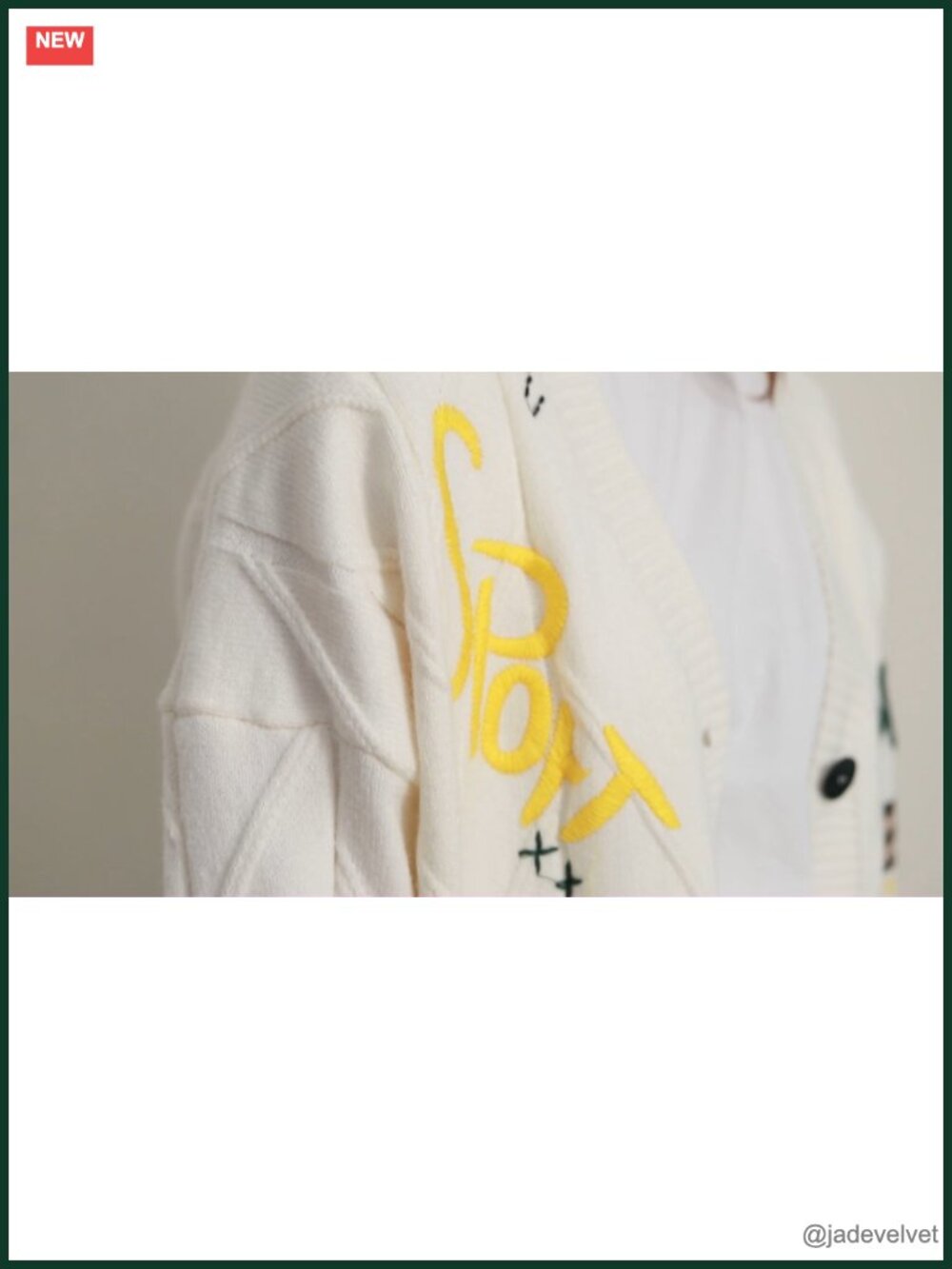 Cable Knit Long Sleeve Open Front Cardigan V-Neck Button Down Embroidery Wool - Picture 6 of 6